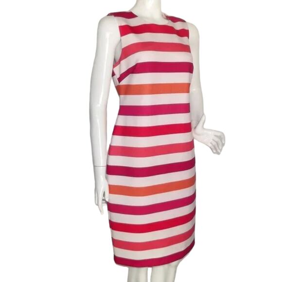 CALVIN KLEIN Dress, 10, Multicolor Stripes, Sleeveless, Neoprene Scuba - Picture 3 of 12